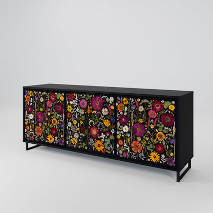 MIDNIGHT GARDEN 3-Door Sideboard in Black Finish