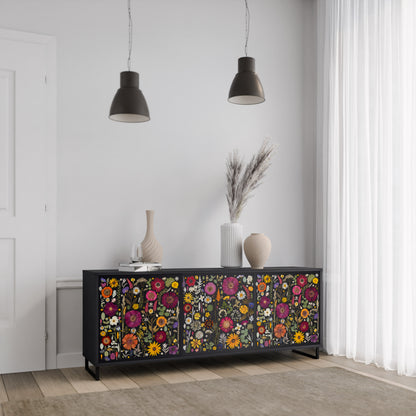 MIDNIGHT GARDEN 3-Door Sideboard in Black Finish