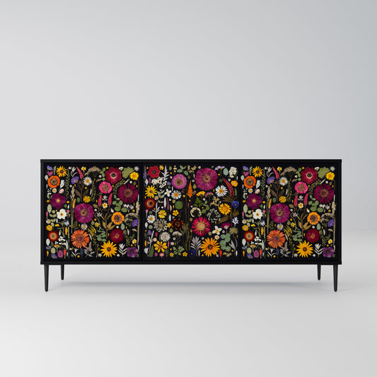 MIDNIGHT GARDEN Madia a 3 Ante in Finitura Nera