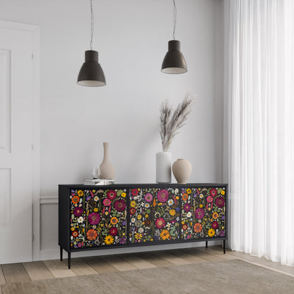 MIDNIGHT GARDEN 3-Door Sideboard in Black Finish