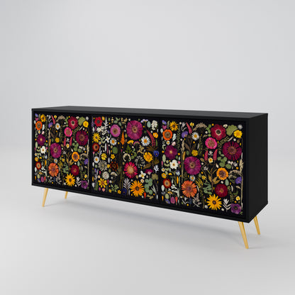 MIDNIGHT GARDEN 3-Door Sideboard in Black Finish