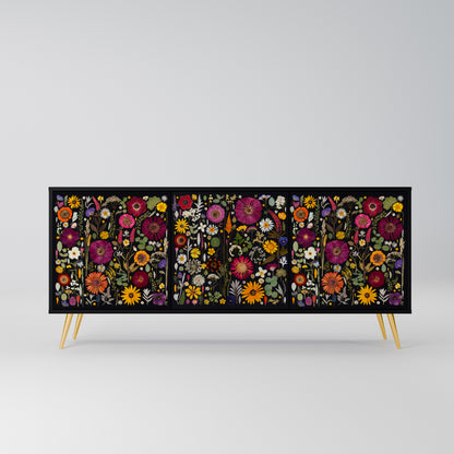 MIDNIGHT GARDEN 3-Door Sideboard in Black Finish