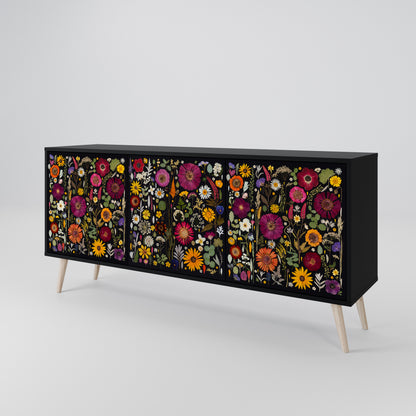 MIDNIGHT GARDEN 3-Door Sideboard in Black Finish