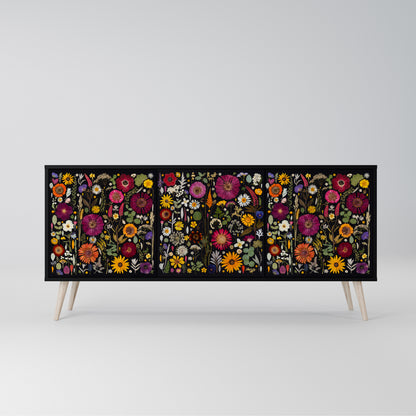 MIDNIGHT GARDEN 3-Door Sideboard in Black Finish