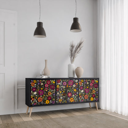 MIDNIGHT GARDEN 3-Door Sideboard in Black Finish