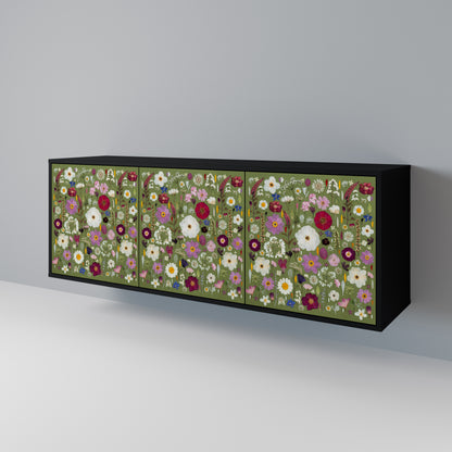 WILD GARDEN 3-Door Sideboard in Black Finish