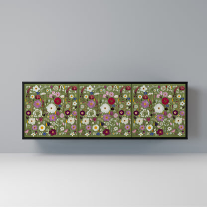 WILD GARDEN 3-Door Sideboard in Black Finish