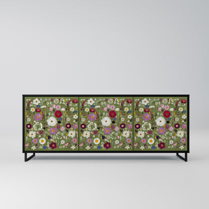 WILD GARDEN 3-Door Sideboard in Black Finish