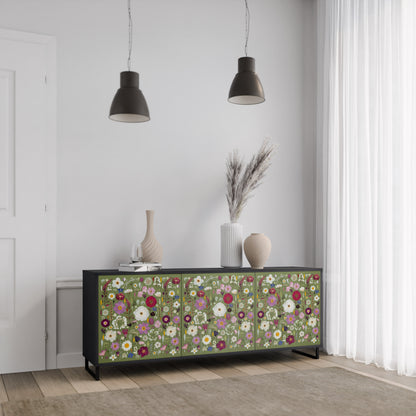 WILD GARDEN 3-Door Sideboard in Black Finish