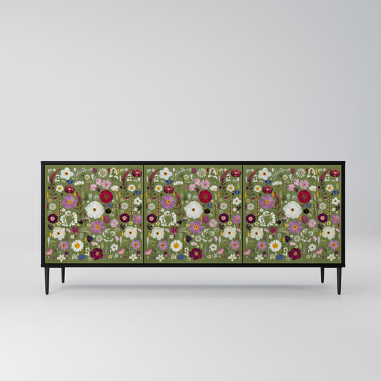 WILD GARDEN Madia a 3 Ante in Finitura Nera