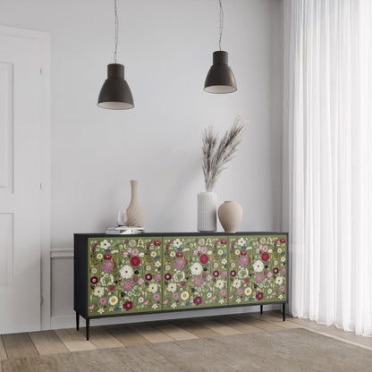 WILD GARDEN 3-Door Sideboard in Black Finish