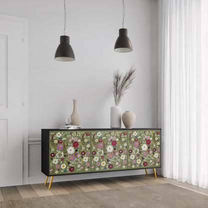 WILD GARDEN 3-Door Sideboard in Black Finish