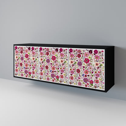 PETAL GARDEN 3-Door Sideboard in Black Finish