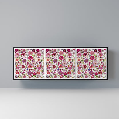 PETAL GARDEN 3-Door Sideboard in Black Finish