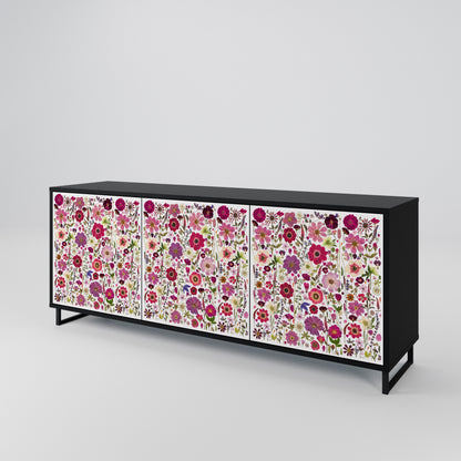 PETAL GARDEN 3-Door Sideboard in Black Finish