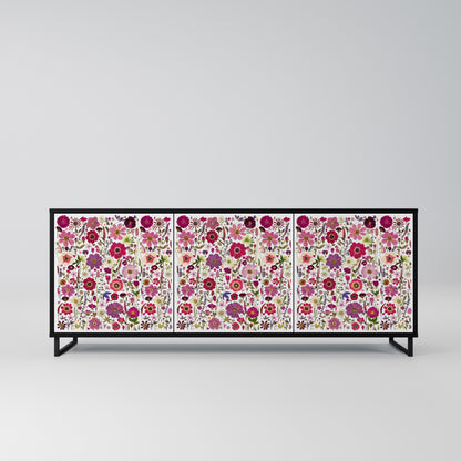 PETAL GARDEN 3-Door Sideboard in Black Finish