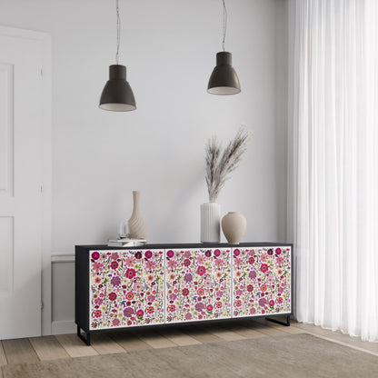 PETAL GARDEN 3-Door Sideboard in Black Finish