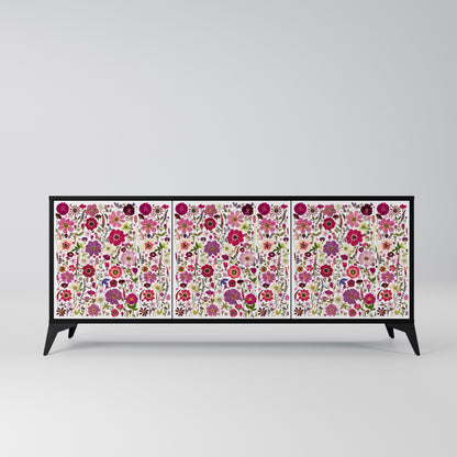 PETAL GARDEN 3-Door Sideboard in Black Finish