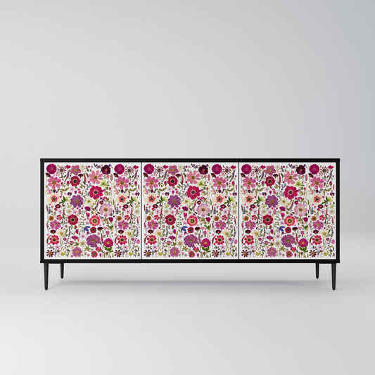 PETAL GARDEN Madia a 3 Ante in Finitura Nera