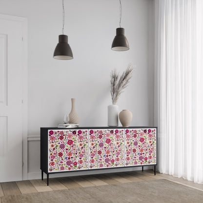 PETAL GARDEN 3-Door Sideboard in Black Finish