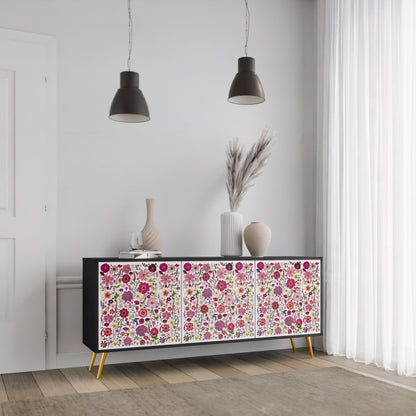 PETAL GARDEN 3-Door Sideboard in Black Finish