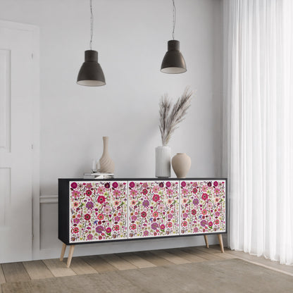 PETAL GARDEN 3-Door Sideboard in Black Finish