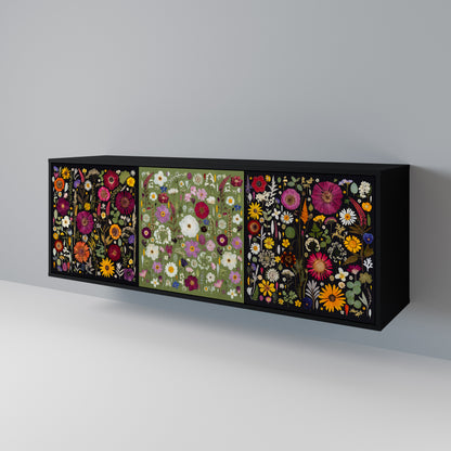 VERDANT GARDEN Madia a 3 Ante in Finitura Nera