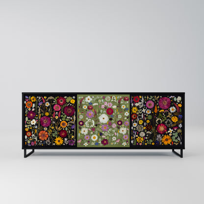 VERDANT GARDEN Madia a 3 Ante in Finitura Nera