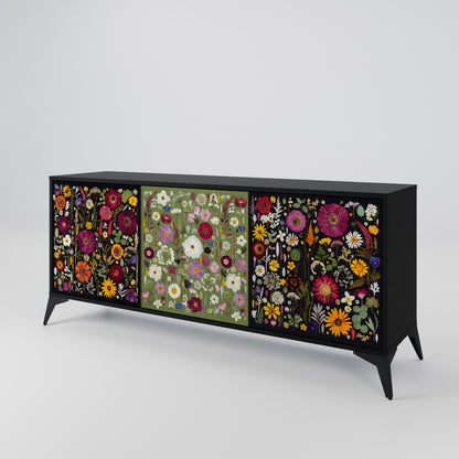 VERDANT GARDEN Madia a 3 Ante in Finitura Nera