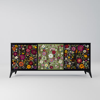 VERDANT GARDEN Madia a 3 Ante in Finitura Nera