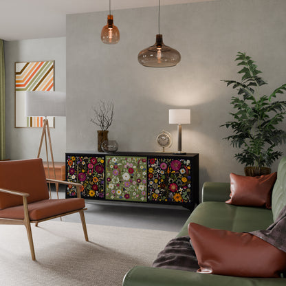 VERDANT GARDEN Madia a 3 Ante in Finitura Nera