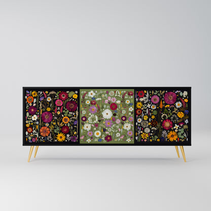 VERDANT GARDEN Madia a 3 Ante in Finitura Nera