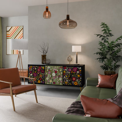 VERDANT GARDEN Madia a 3 Ante in Finitura Nera