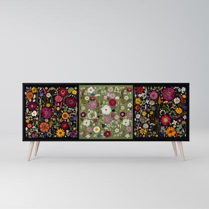 VERDANT GARDEN Madia a 3 Ante in Finitura Nera