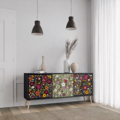 VERDANT GARDEN Madia a 3 Ante in Finitura Nera