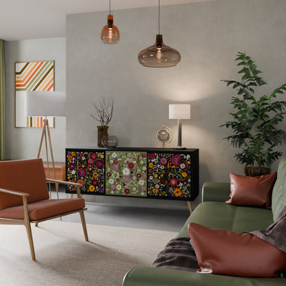 VERDANT GARDEN Madia a 3 Ante in Finitura Nera