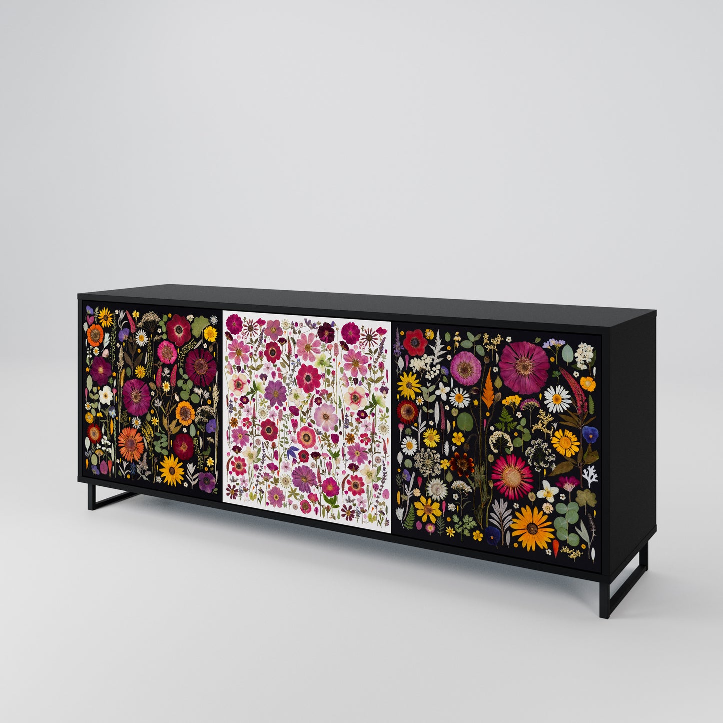 DAYNITE GARDEN 3-Door Sideboard in Black Finish