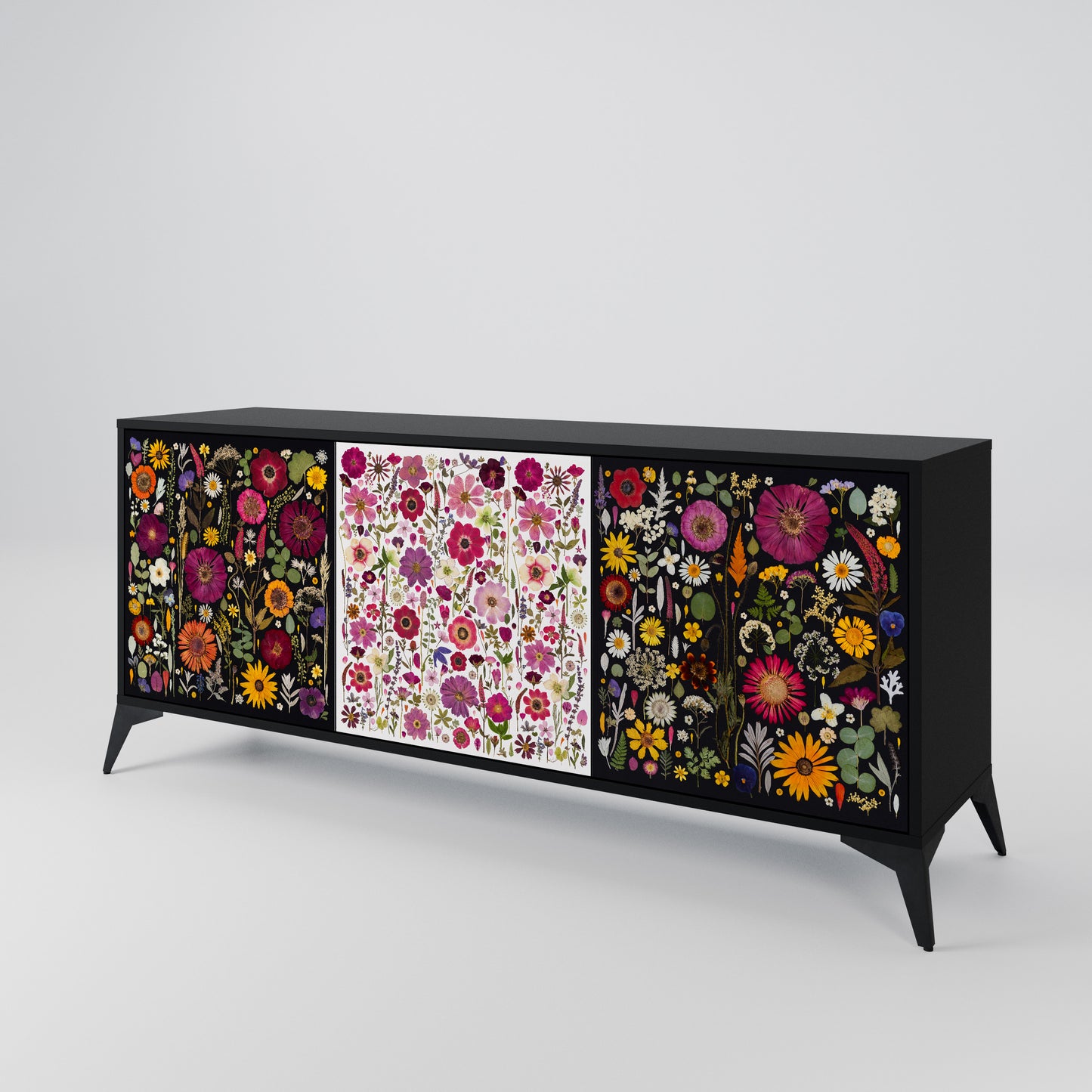 DAYNITE GARDEN 3-Door Sideboard in Black Finish