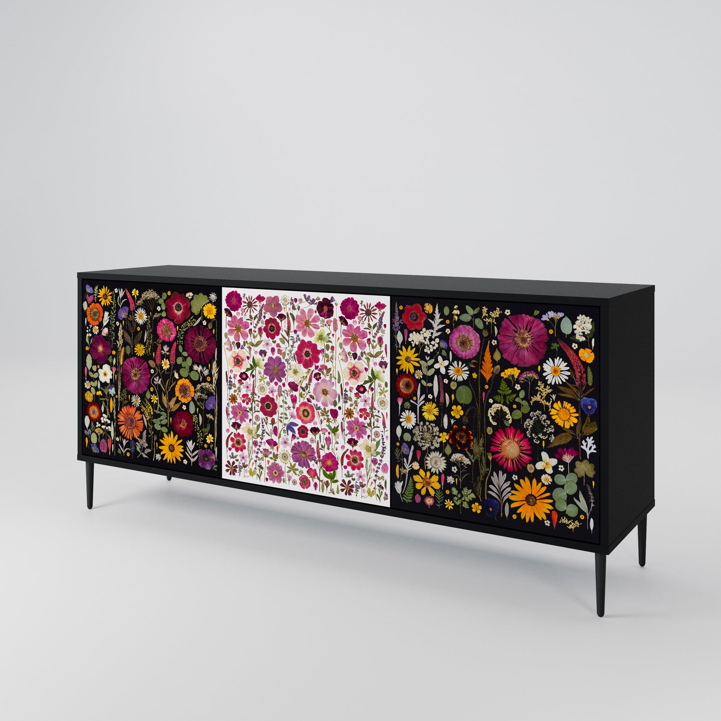 DAYNITE GARDEN 3-Door Sideboard in Black Finish