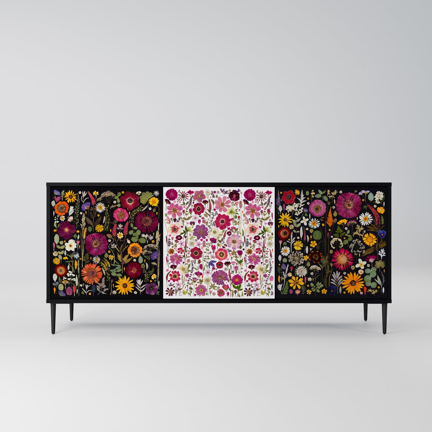 DAYNITE GARDEN 3-Door Sideboard in Black Finish