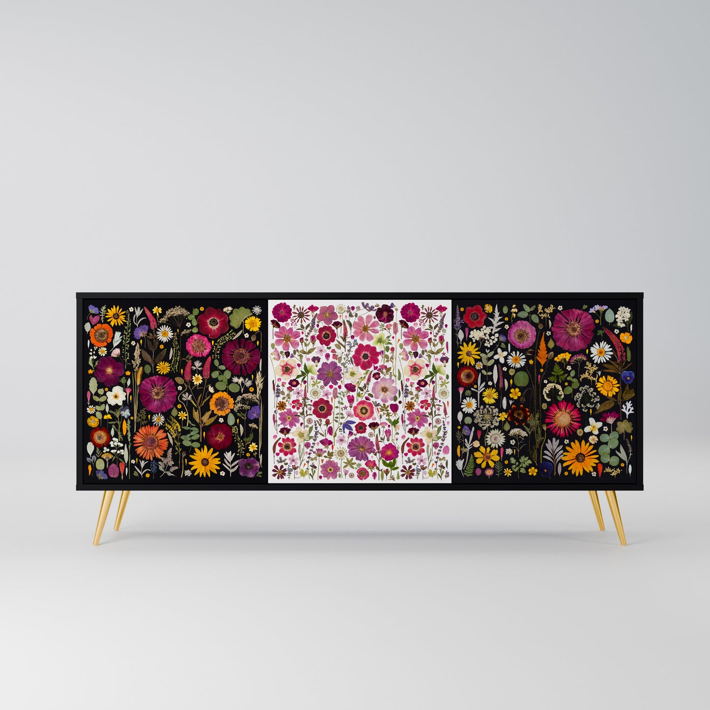 DAYNITE GARDEN 3-Door Sideboard in Black Finish