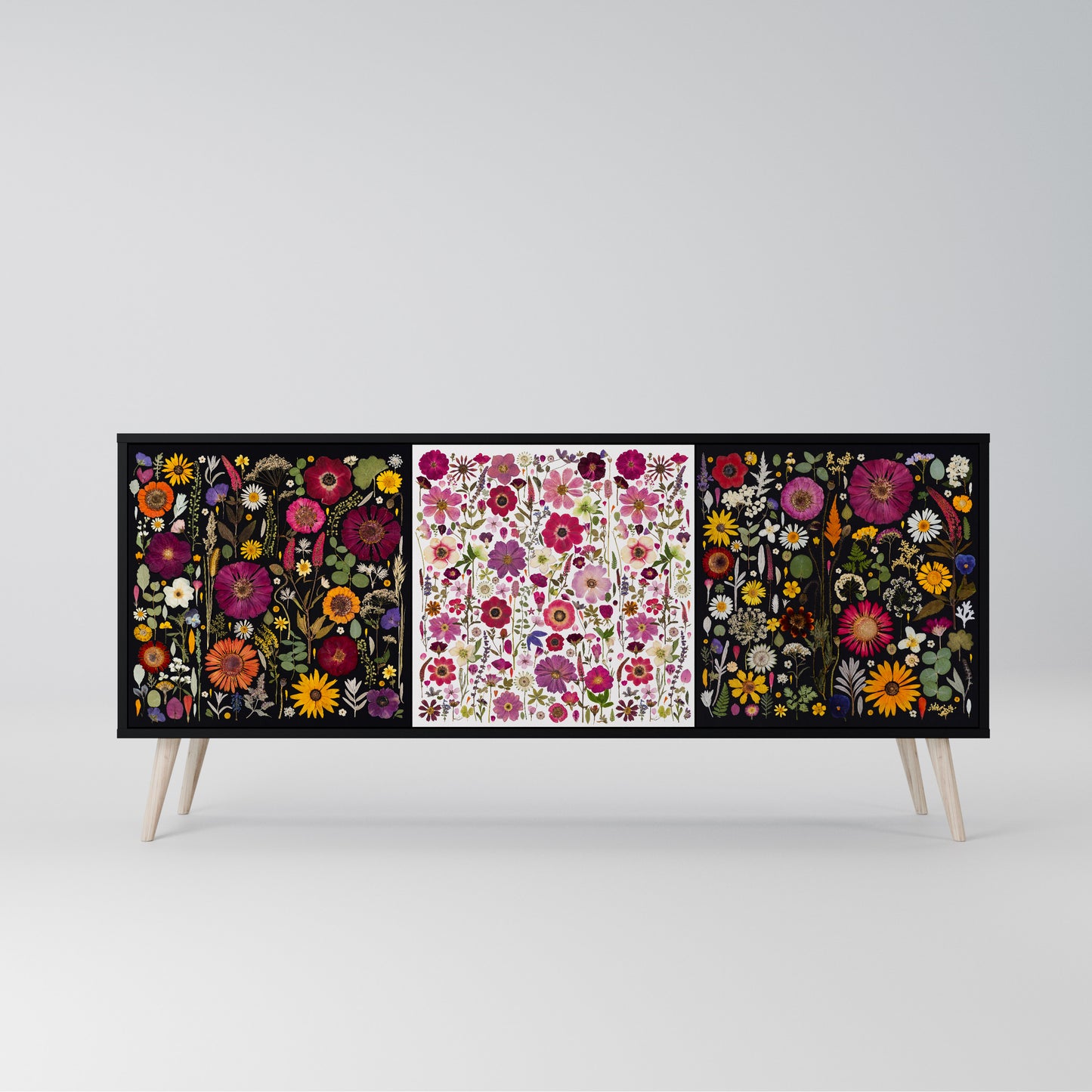DAYNITE GARDEN 3-Door Sideboard in Black Finish