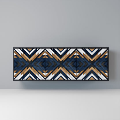 ARTFUL GEOMETRY Madia a 3 Ante in Finitura Nera