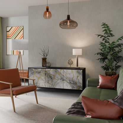 Credenza TIMELESS GLIDE a 3 ante in finitura nera