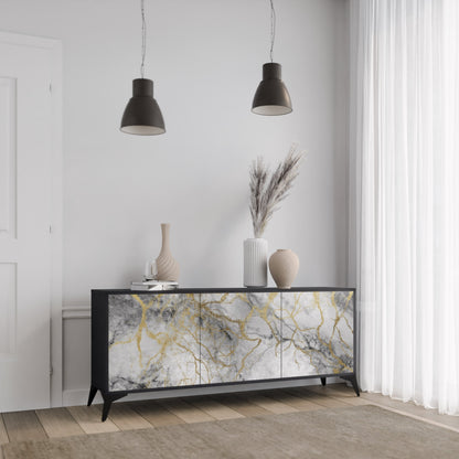 Credenza TIMELESS GLIDE a 3 ante in finitura nera