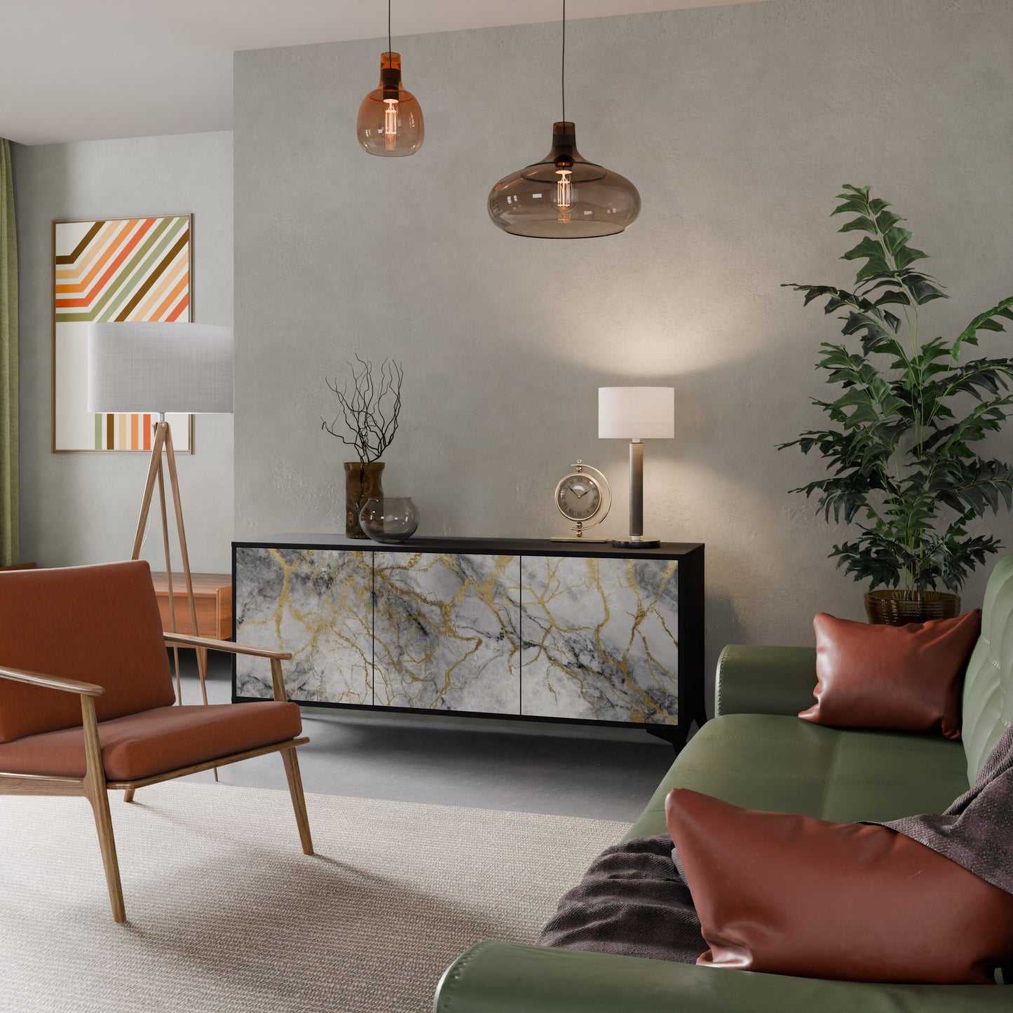 Credenza TIMELESS GLIDE a 3 ante in finitura nera