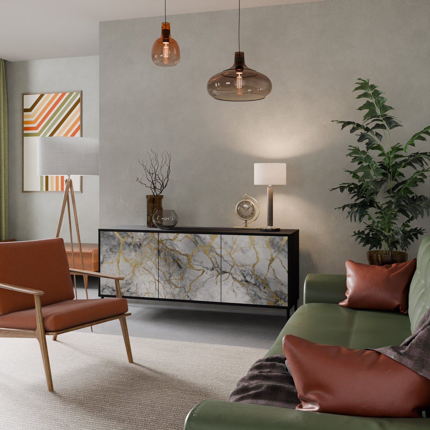 Credenza TIMELESS GLIDE a 3 ante in finitura nera