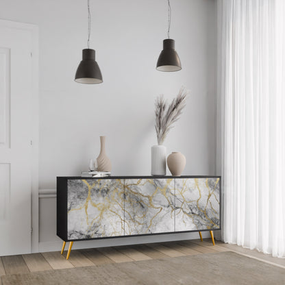 Credenza TIMELESS GLIDE a 3 ante in finitura nera