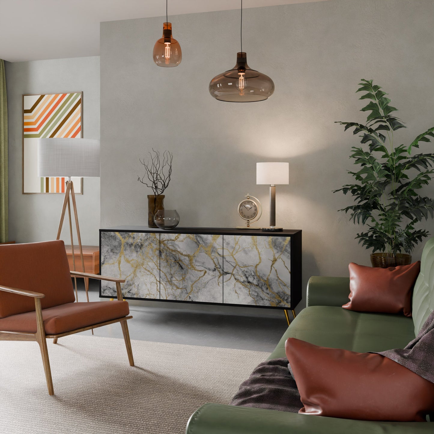 Credenza TIMELESS GLIDE a 3 ante in finitura nera