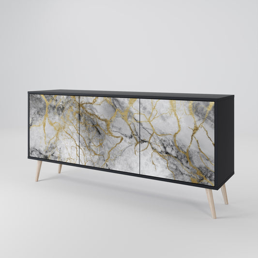 Credenza TIMELESS GLIDE a 3 ante in finitura nera